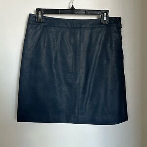 Topshop Navy Blue Leather Skirt